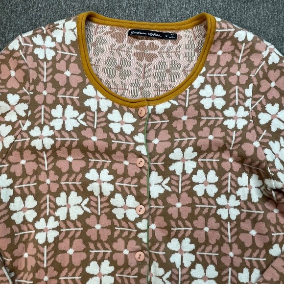 Gudrun Sjödén Organic Cotton Floral Print Cardigan Medium - Picture 2 of 9